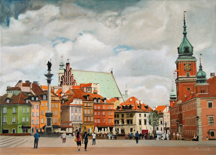 obraz olejny miasto Warszawa